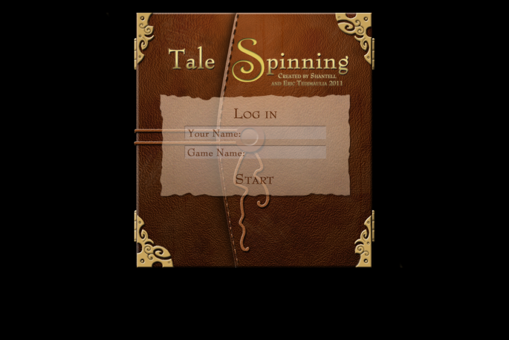 TaleSpinning's illustrated parchment login screen.