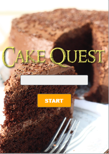 Code.org's saved Cake Quest title-screen preview; entry field redacted.